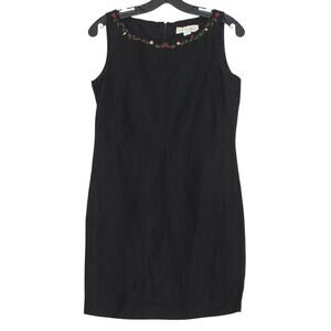 Vintage Casual Corner Dress Linen Cottage Dark Academia Minimalist Italy Black 4